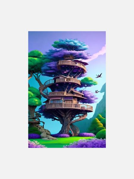 Treehouse Purple - Poster 20x30 cm - Weiß - Vorne