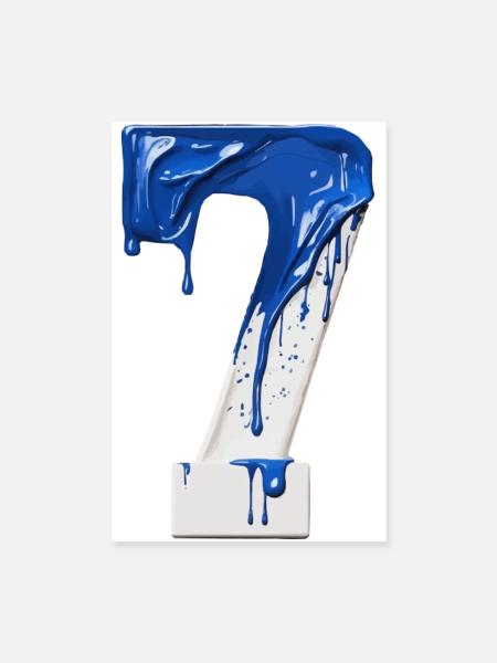 NR. 7 NUMMER 7 BLAU WEIß 7. GEBURTSTAG - Poster 20x30 cm - Weiß - Vorne