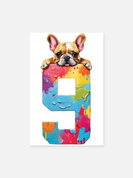 DOG 9 YEARS FRENCH BULLDOG 9TH BIRTHDAY - Poster 8" x 12" (20x30 cm) - white - Front