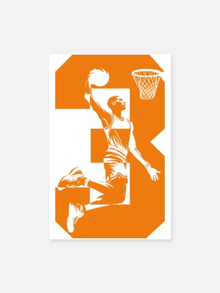 NUMMER 3 BASKETBALL 3. GEBURTSTAG - Poster 20x30 cm - Weiß - Vorne