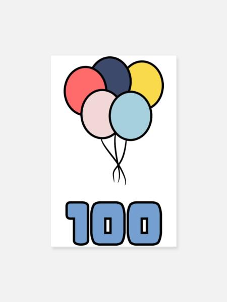 100. 100 ANS. 100e ANNIVERSAIRE. ANNIVERSAIRE 100 - Poster 20 x 30 cm - blanc - Devant