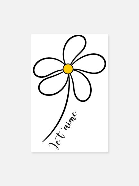ICH LIEBE DICH. ICH LIEBE DICH. LIEBE. LIEBE. HERZ. BLUME - Poster 20x30 cm - Weiß - Vorne