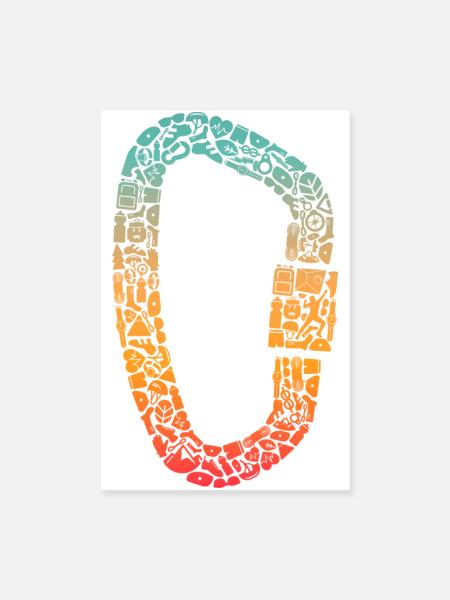 Klettern Symbole Karabiner Bouldern Climbing - Poster 20x30 cm - Weiß - Vorne