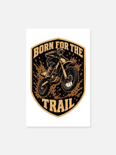 Born For The Trail Motocross Dirtbike Vintage Bad - Poster 20x30 cm - Weiß - Vorne