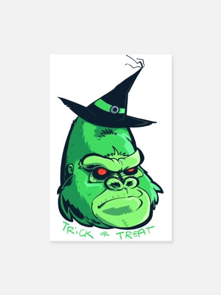 Halloween-Zombie-Gorilla - Poster 20x30 cm - Weiß