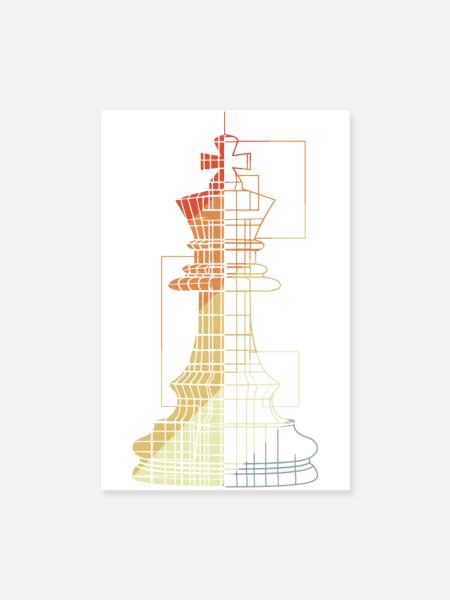 Schachfiguren Zeichnung - Poster 20x30 cm - Weiß - Vorne