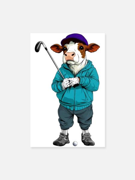 Kühe Golf - Poster 20x30 cm - Weiß - Vorne