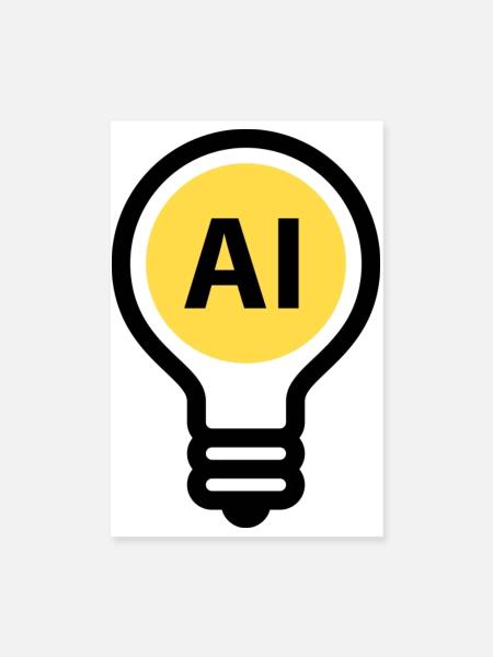 Glühbirne - Künstliche Intelligenz Cyber-Intelligz - Poster 20x30 cm - Weiß - Vorne
