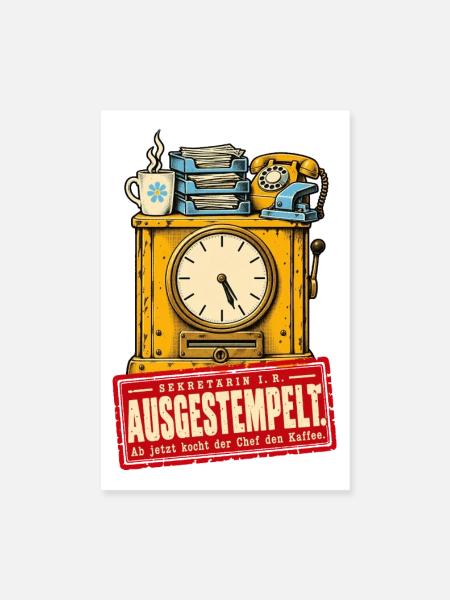 Ausgestempelt Sekretärin in Rente - Poster 20x30 cm - Weiß - Vorne