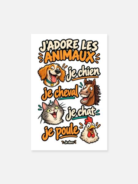 Ich liebe Tiere – ich hunde, ich reite Pferde, ich kätze - Poster 20x30 cm - Weiß - Vorne