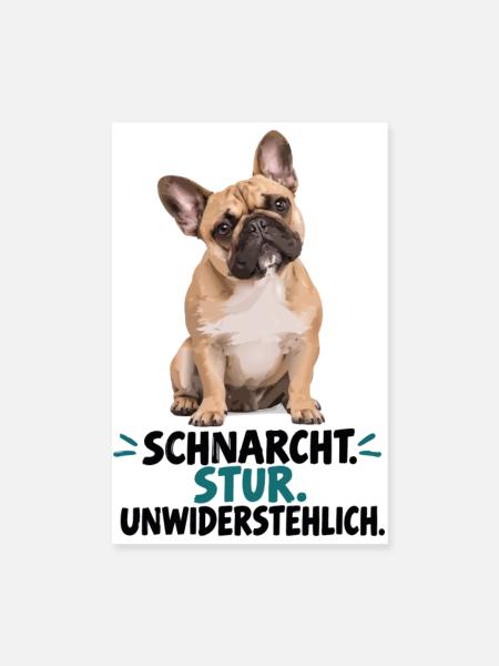  Französische Bulldogge Schnarcht Stur - Poster 20x30 cm - Weiß - Vorne