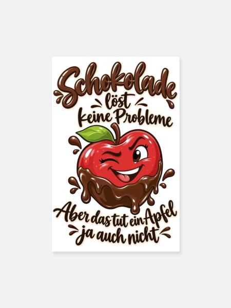 Schokolade löst keine Probleme – Lustiger Spruch - Poster 20x30 cm - Weiß - Vorne
