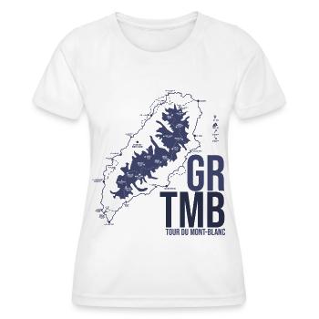 Tour du Mont Blanc TMB Trek Randonnée Alpes - T-shirt sport Femme - blanc - Devant - AI Model Female 172 dark (172cm)