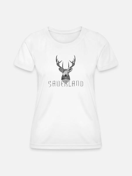 Sauerland Geweih silber/grau - Frauen Funktions-T-Shirt - Weiß