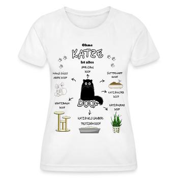 Katze Cat Kitten Kater Kätzchen Katzen schwarz - Frauen Funktions-T-Shirt - Weiß - Vorne - AI Model Female 172 dark (172cm)