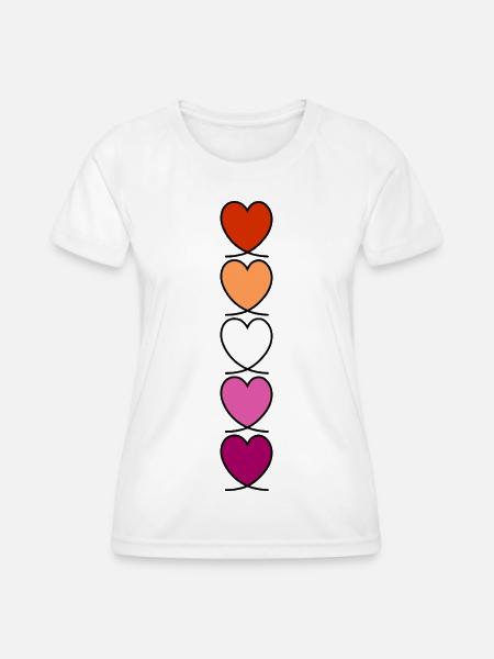 Lesbe Lesben Lesbisch Herzen - Frauen Funktions-T-Shirt - Weiß