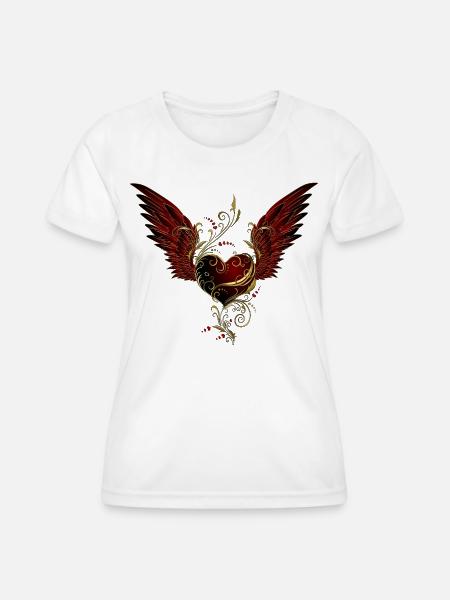 Herz mit Flügel - Frauen Funktions-T-Shirt - Weiß