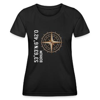Borkum Koordinaten - Frauen Funktions-T-Shirt - Schwarz - Vorne - AI Model Female 172 light (172cm)