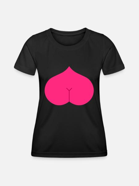 Arsch Herz Popo - Frauen Funktions-T-Shirt - Schwarz