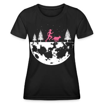 Canicross Geländelauf mit Hund Canicross Läuferin - Frauen Funktions-T-Shirt - Schwarz - Vorne - AI Model Female 172 light (172cm)