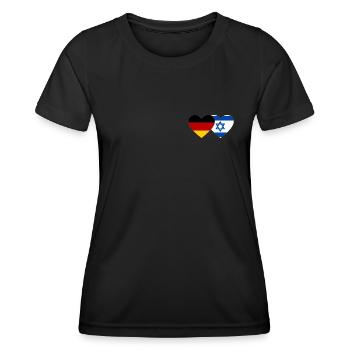 Deutschland Israel Flagge Herz - Frauen Funktions-T-Shirt - Schwarz - Vorne - AI Model Female 172 light (172cm)