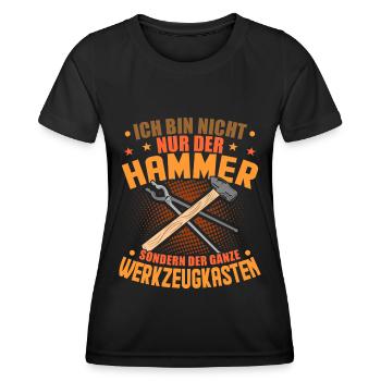Hammer Handwerker Werkzeug Spruch Werkzeugkasten - Frauen Funktions-T-Shirt - Schwarz - Vorne - AI Model Female 172 light (172cm)