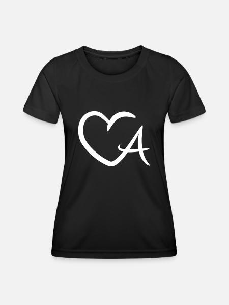 Herz Buchstabe A - Frauen Funktions-T-Shirt - Schwarz