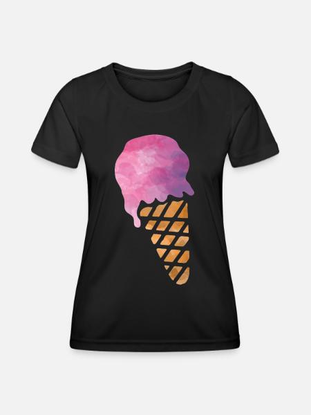 Eiscreme - Frauen Funktions-T-Shirt - Schwarz