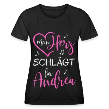 Mein Herz schlägt für Andrea - Frauen Funktions-T-Shirt - Schwarz - Vorne - AI Model Female 172 light (172cm)