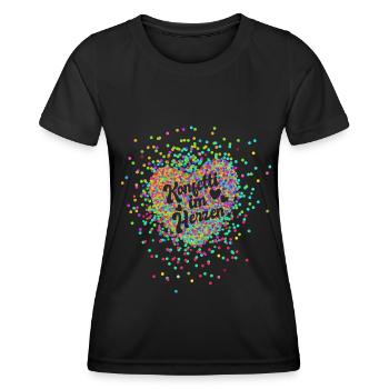 Karneval - Konfetti im Herzen - Fasnacht - Party - Frauen Funktions-T-Shirt - Schwarz - Vorne - AI Model Female 172 light (172cm)