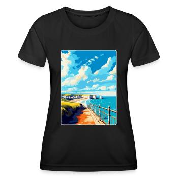 Eastbourne Sussex Vintage Travel Poster Souvenir - Women's Functional T-Shirt - black - Front - AI Model Female 172 light (172cm)