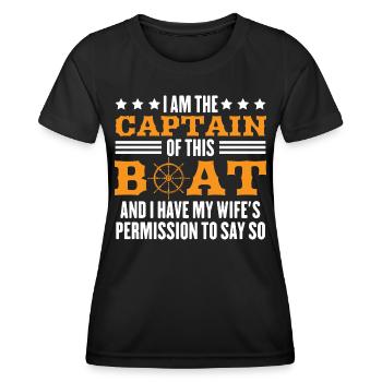 Captain des Bootes und Erlaubis meiner Frau - Frauen Funktions-T-Shirt - Schwarz - Vorne - AI Model Female 172 light (172cm)