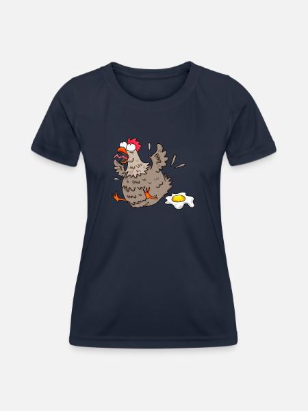 Lustiges Huhn - Frauen Funktions-T-Shirt - Navy