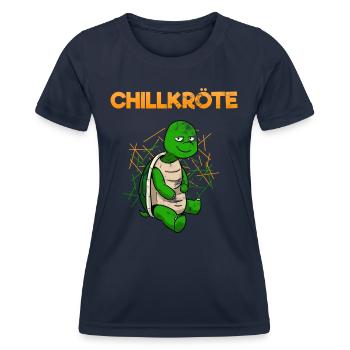 Chillige Schildkröte Gechillte Lustig Spruch - Frauen Funktions-T-Shirt - Navy - Vorne - AI Model Female 172 light (172cm)