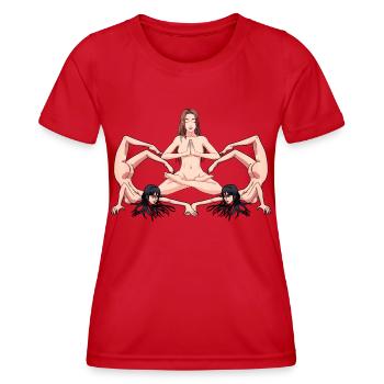 Yoga Erotik nackte Frauen nackt Yoga Yogi - Frauen Funktions-T-Shirt - Rot - Vorne - AI Model Female 172 dark (172cm)