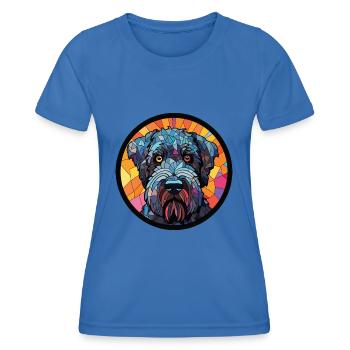 Schwarz Russischer Terrier Hunderasse Aquarellglas - Frauen Funktions-T-Shirt - Königsblau - Vorne - AI Model Female 172 light (172cm)