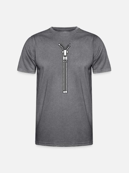 Zipper - Männer Funktions-T-Shirt - dunkle Melange