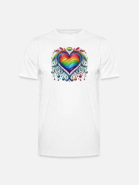 Rainbow Heart - Men's Functional T-Shirt - white