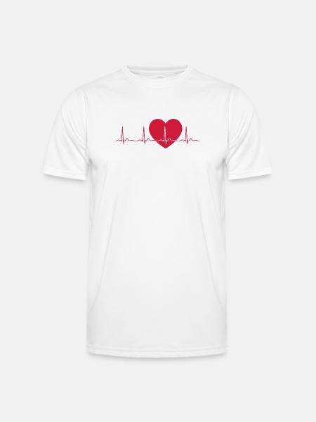 Heartbeat ECG Line Medical Pulse Wave Icon Vector - Men's Functional T-Shirt - white