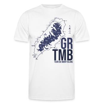 Tour du Mont Blanc GR TMB Trek Randonnée Alpes - T-shirt sport Homme - blanc - Devant - AI Model Male 178 dark (178cm)