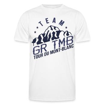 GR TMB Tour du Mont Blanc Randonnée Trek - T-shirt sport Homme - blanc - Devant - AI Model Male 178 dark (178cm)