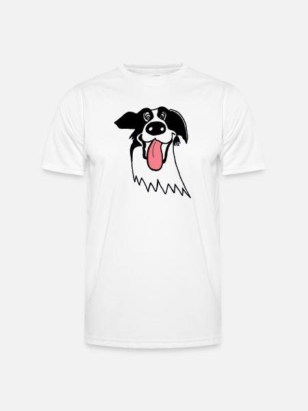 Border Collie mignon - T-shirt sport Homme - blanc