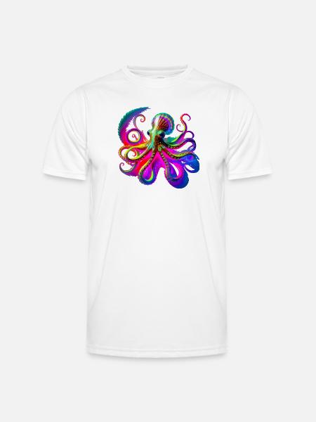 Psychedelic Neon Octopus - Men's Functional T-Shirt - white