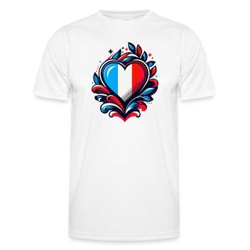 Coeur drapeau Français - T-shirt sport Homme - blanc - Devant - AI Model Male 178 dark (178cm)