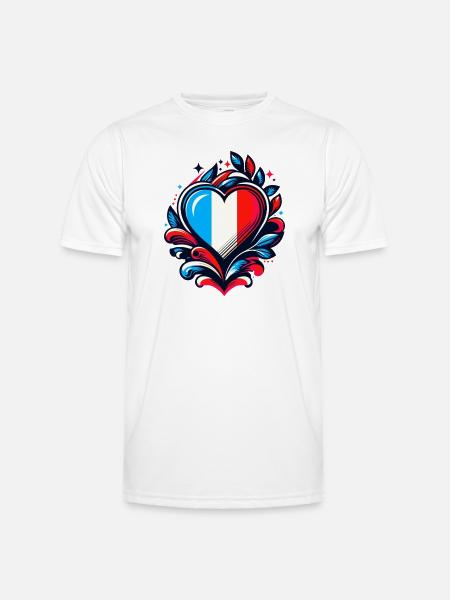 Heart French Flag - Men's Functional T-Shirt - white