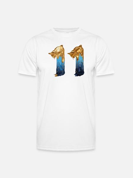 NEJ. 11 NUMMER 11 SEJ 11 ÅRS FØDSELSDAG - Funktionsshirt til herrer - hvid