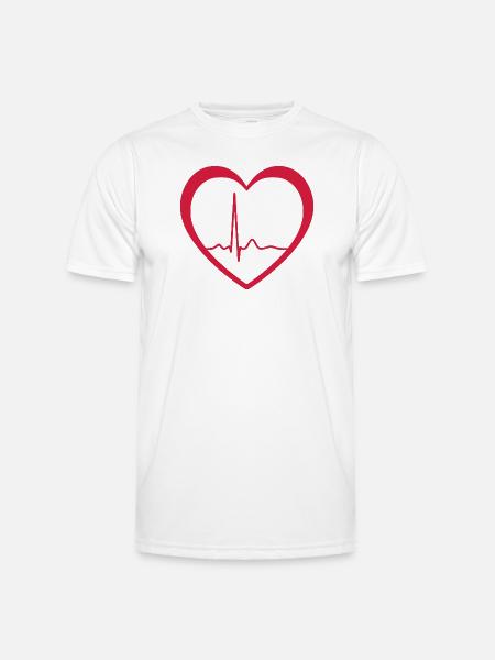 Heartbeat ECG Line Medical Pulse Wave Icon Vector - Men's Functional T-Shirt - white