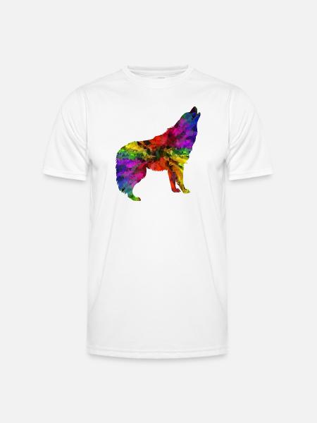 Wolf rainbow - Men's Functional T-Shirt - white