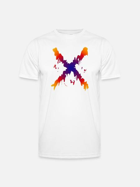 Regenbogen X Farbfluss Muster - Männer Funktions-T-Shirt - Weiß