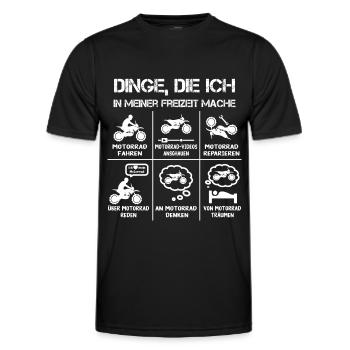 Freizeit - Motorradfahrer - Biker - Männer Funktions-T-Shirt - Schwarz - Vorne - AI Model Male 178 dark (178cm)